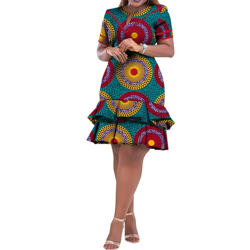 SHOWLU FASHION STORE On Sale! New Fashion African Bazin Riche Dresses For Women Bazin Riche Female Ankara Clothing Short Sleeve Ladies Dress Robe Wax