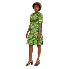 SHOWLU FASHION STORE On Sale! New Fashion African Bazin Riche Dresses For Women Bazin Riche Female Ankara Clothing Short Sleeve Ladies Dress Robe Wax