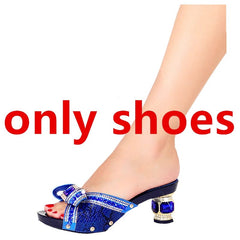  Showlu Fashion Store only shoes 5 / 44 Wedding Shoe Bag Set Women Summer Italian Design Match Evening Dress Plus Size Free Shipping Wholesale Crystal Diamond Decoratio