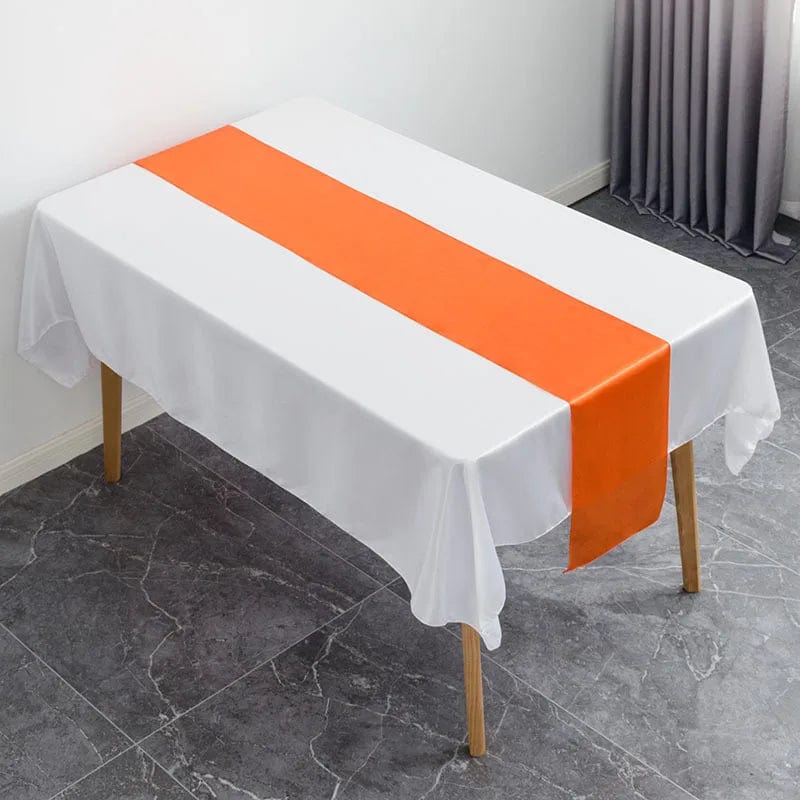 Showlu Fashion Store orange / 30X275CM 12x108 Inch Satin Wedding Table Runners for Wedding Banquet Table Decorations Bright Silk Smooth Spring Party Chair Sashes Bows