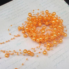 Showlu Fashion Store Orange 5m Garland Artificial Pearl Beads Chain Wedding Decoration Table Centerpiece Supplies Bride Bouquet  DIY Hair Accessories Flower