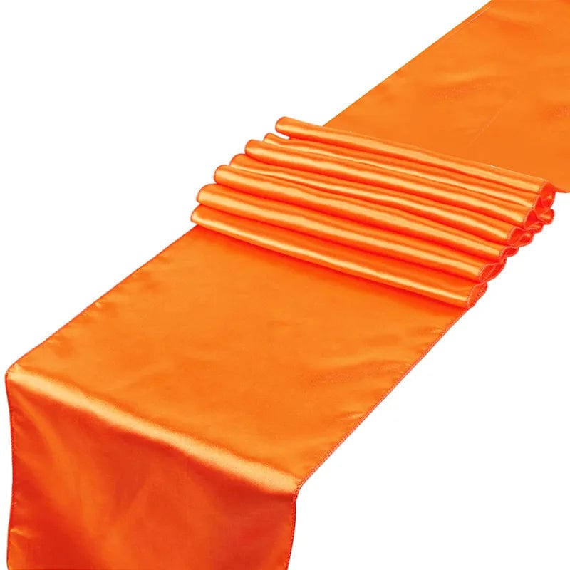 Showlu Fashion Store Orange Coral 10Pcs/Set Satin Table Runner 30cm x 275cm For Wedding Party Event Banquet Home Table Decoration Supply Table Cover Accessories