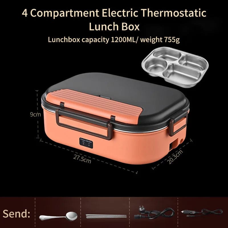  Showlu Fashion Store Orange Electric Heated Lunch Box for On-the-Go Comfort