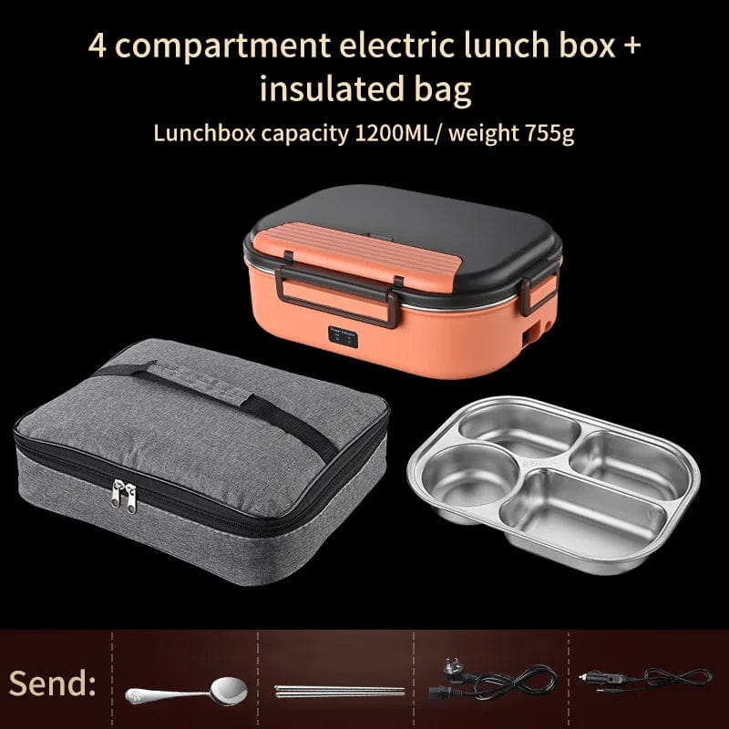  Showlu Fashion Store Orange insulated bag Electric Heated Lunch Box for On-the-Go Comfort