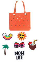  Showlu Fashion Store orange -kou / L Large Boggs Beach Bag Summer EVA Beach Basket Women Picnic Tote Bag Holes Waterproof Handbag Pouch Shopping Shoulder Bag