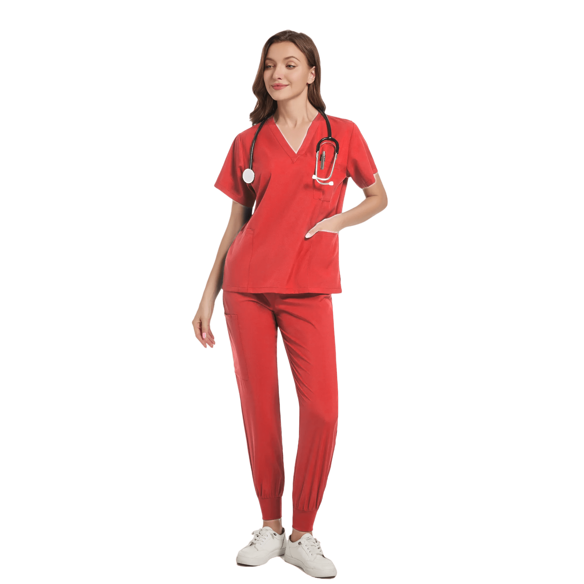 SHOWLU FASHION STORE Orange red / S Women Scrub Set Surgical Nursing Scrub Sets Hospital Uniform Medical Factory Wholesale Uniforms Womens Custom Scrubs