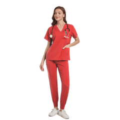 SHOWLU FASHION STORE Orange red / S Women Scrub Set Surgical Nursing Scrub Sets Hospital Uniform Medical Factory Wholesale Uniforms Womens Custom Scrubs