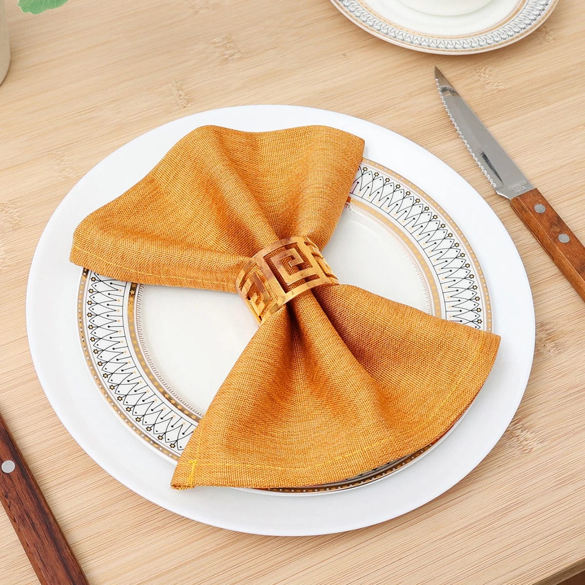  Showlu Fashion Store orange Set Of 6 40x40cm Table Cloth Napkins Durable Polyester Thicken Placemat Reusable for Kitchen Dining Wedding Decoration