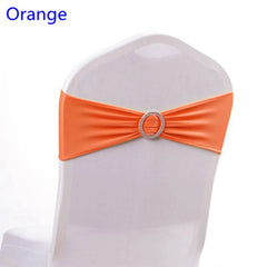  Showlu Fashion Store ORANGE Spandex Chair Sash Wedding With Round Buckle Lycra Stretch For All Band Universal Birthday Party Show Decoraiton