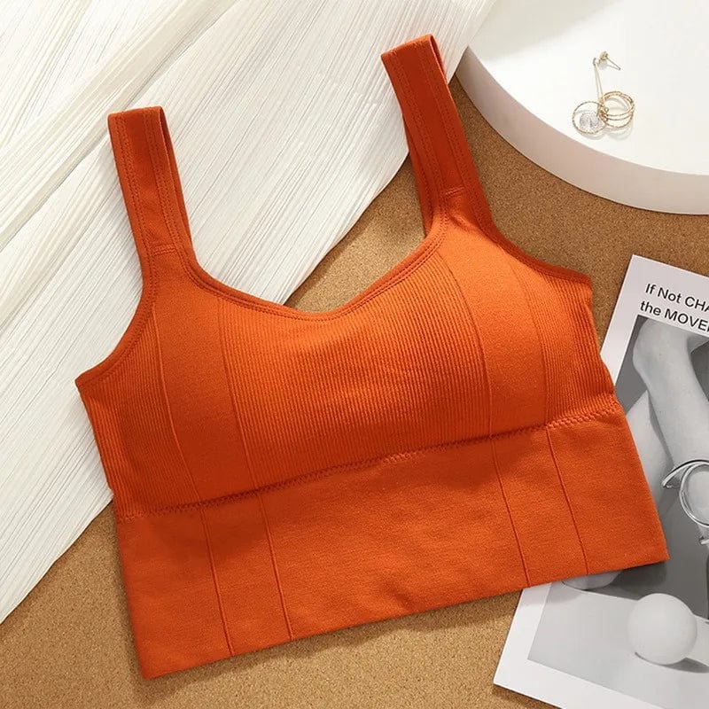 Showlu Fashion Store Orange Top / One size(40-60kg) Breathable Sports Bra Shockproof Crop Top Anti-sweat Fitness Top Women Seamless Yoga Bra  Push Up Sport Top Gym Workout Top