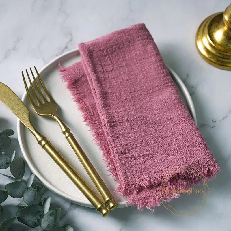 Showlu Fashion Store Orchid 20PCS Napkins 41x41CM Cotton Cloth Gauze Retro Burr Rustic Kitchen Tea Towel Wedding Party Dinner Christmas Napkin Table Decor