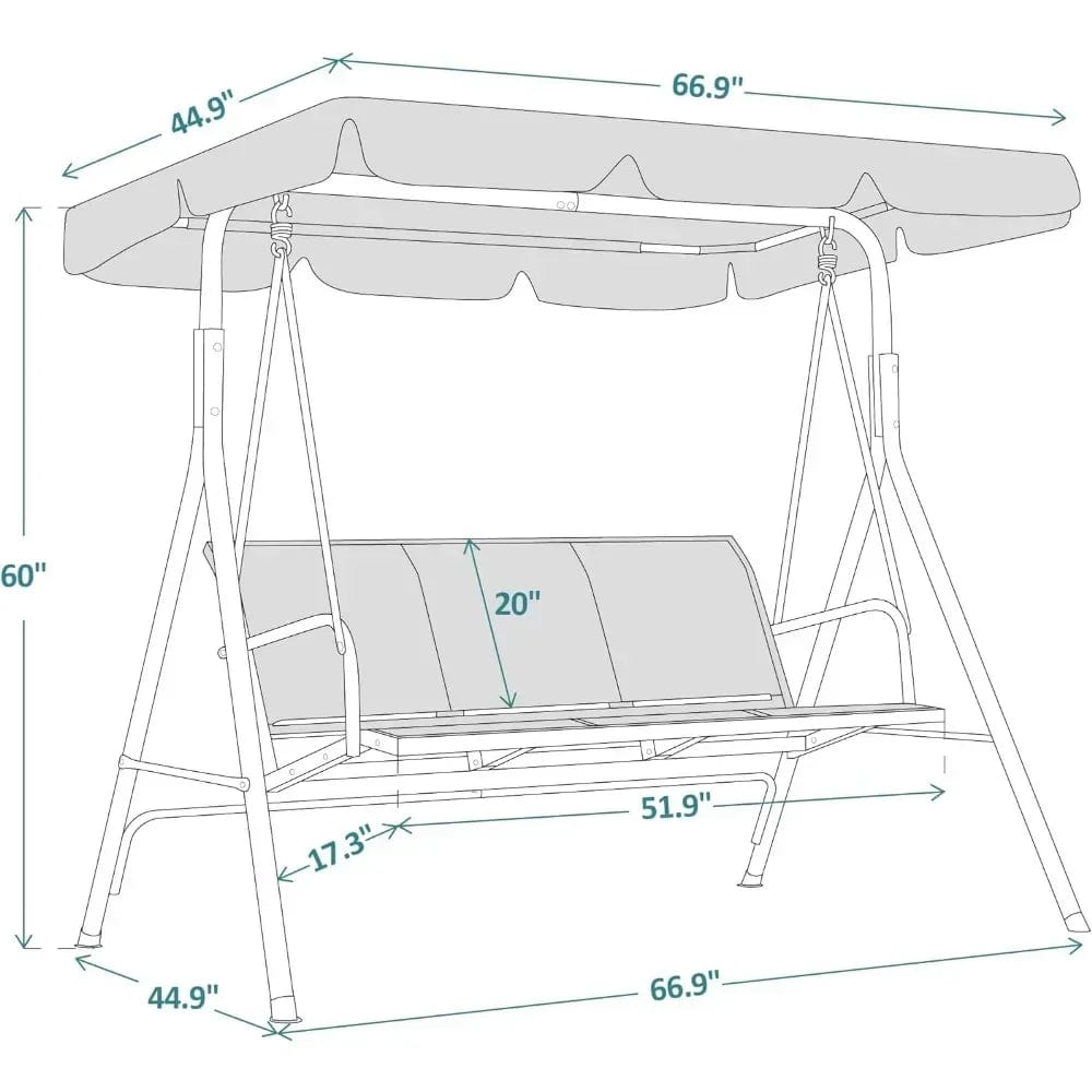  Showlu Fashion Store Outdoor Patio Canopy Swing Chair 3-Person Steel Frame  Seats Swing Glider, Patio Swings