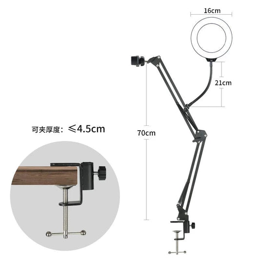  Showlu Fashion Store Overhead Tripod for Phone with Ring Light Desktop Cellphone Bracket for Video Shooting Table Mobile Mount for Filming Recording