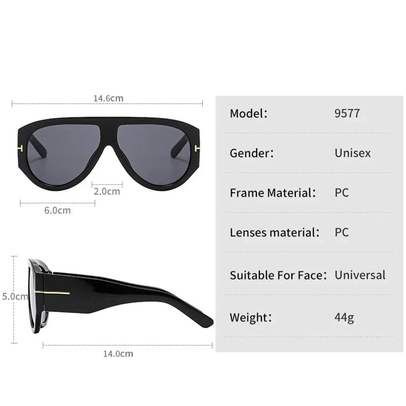 Women's oversized pilot sunglasses with gradient lenses and thick frames, offering luxury UV400 protection and a retro, classic style.