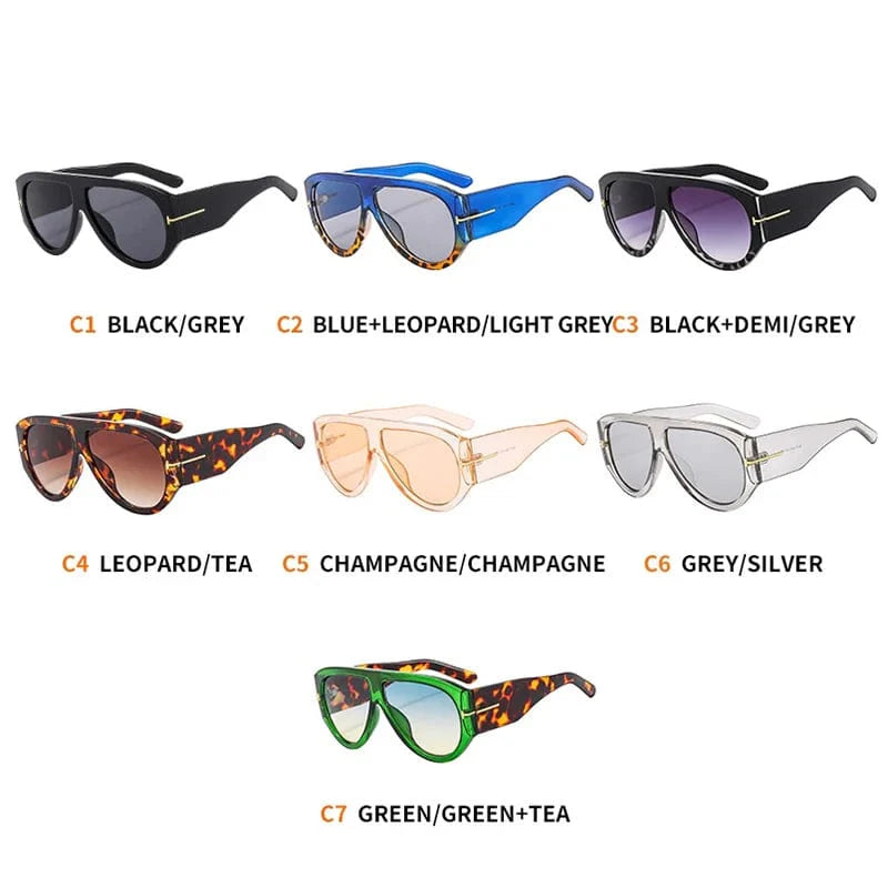 Women's oversized pilot sunglasses with gradient lenses, thick frames, and UV400 protection in a stylish retro design.