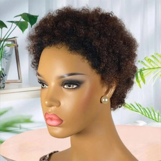 SHOWLU FASHION STORE P1B/30 / 2inches Ombre highlight honey brown Low cut afro wig/Afro pixie wig/short wig 200% density 100% remy human hair