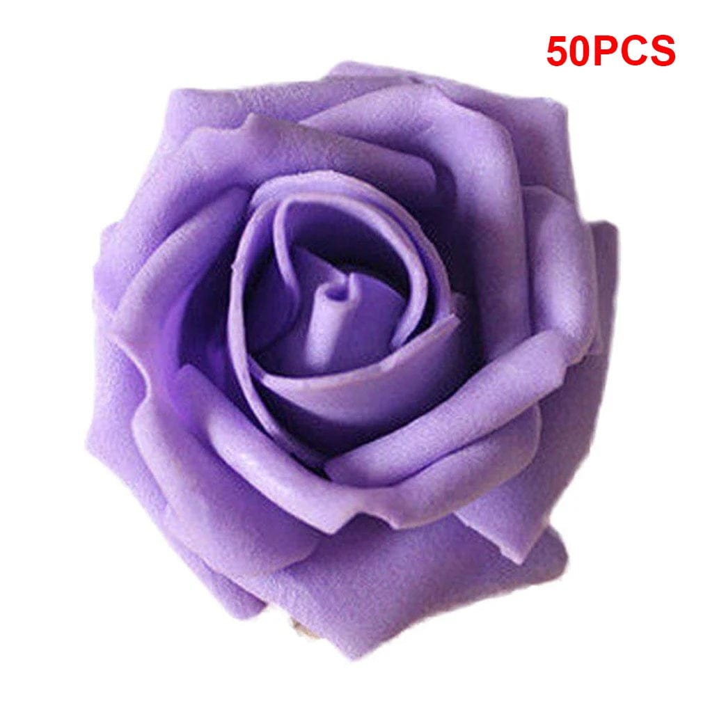  Showlu Fashion Store Pack of 50 Artificial Bionic Flowers PE Foam Simulation Roses Fake Flower Decorations Wedding Party Engagement Presents 6-7cm