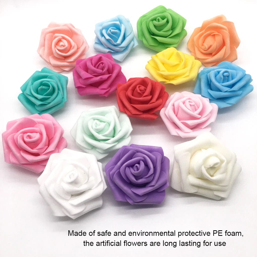  Showlu Fashion Store Pack of 50 Artificial Bionic Flowers PE Foam Simulation Roses Fake Flower Decorations Wedding Party Engagement Presents 6-7cm