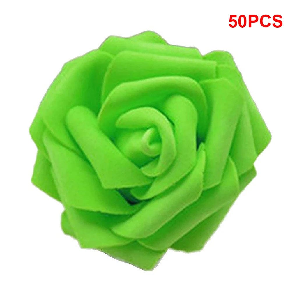  Showlu Fashion Store Pack of 50 Artificial Bionic Flowers PE Foam Simulation Roses Fake Flower Decorations Wedding Party Engagement Presents 6-7cm