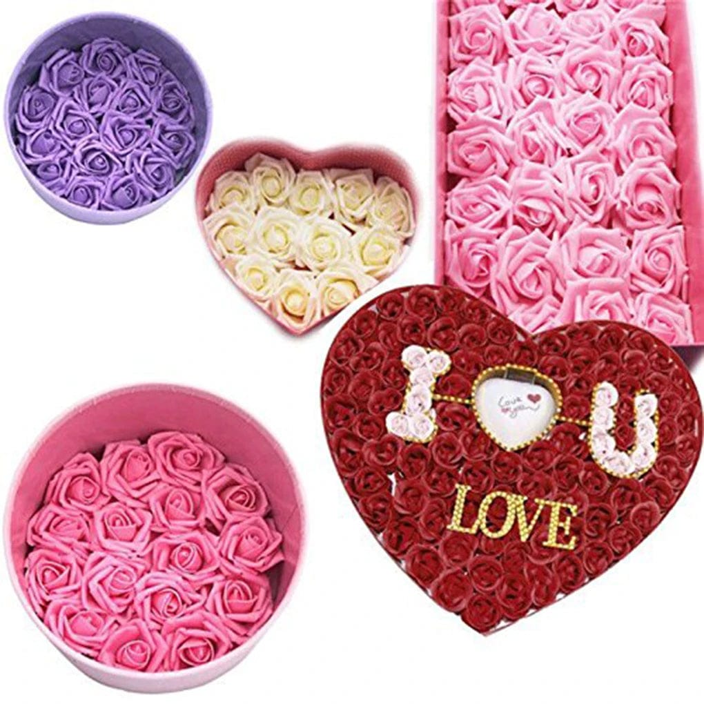  Showlu Fashion Store Pack of 50 Artificial Bionic Flowers PE Foam Simulation Roses Fake Flower Decorations Wedding Party Engagement Presents 6-7cm