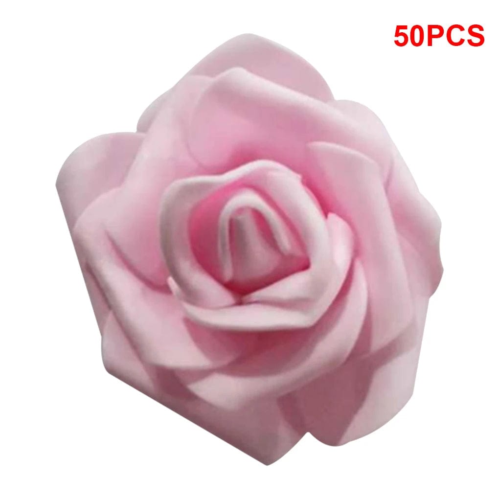  Showlu Fashion Store Pack of 50 Artificial Bionic Flowers PE Foam Simulation Roses Fake Flower Decorations Wedding Party Engagement Presents 6-7cm