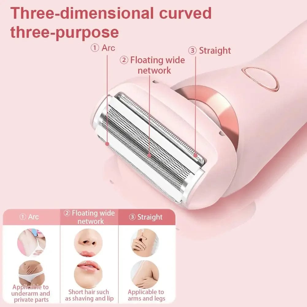 SHOWLU FASHION STORE Painless Hair Removal At Home, 2 In 1 Electric Shaver Razors For Women, Bikini Trimmer For Pubic Hair, Wet & Dry Electric Shaver