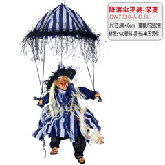  Showlu Fashion Store Parachute-Deep Blue / Large Halloween Props KTV Haunted House Bar Night Show Decoration Supplies Horror Ghost Toy Voice Control Witch Small Hanging Ghost