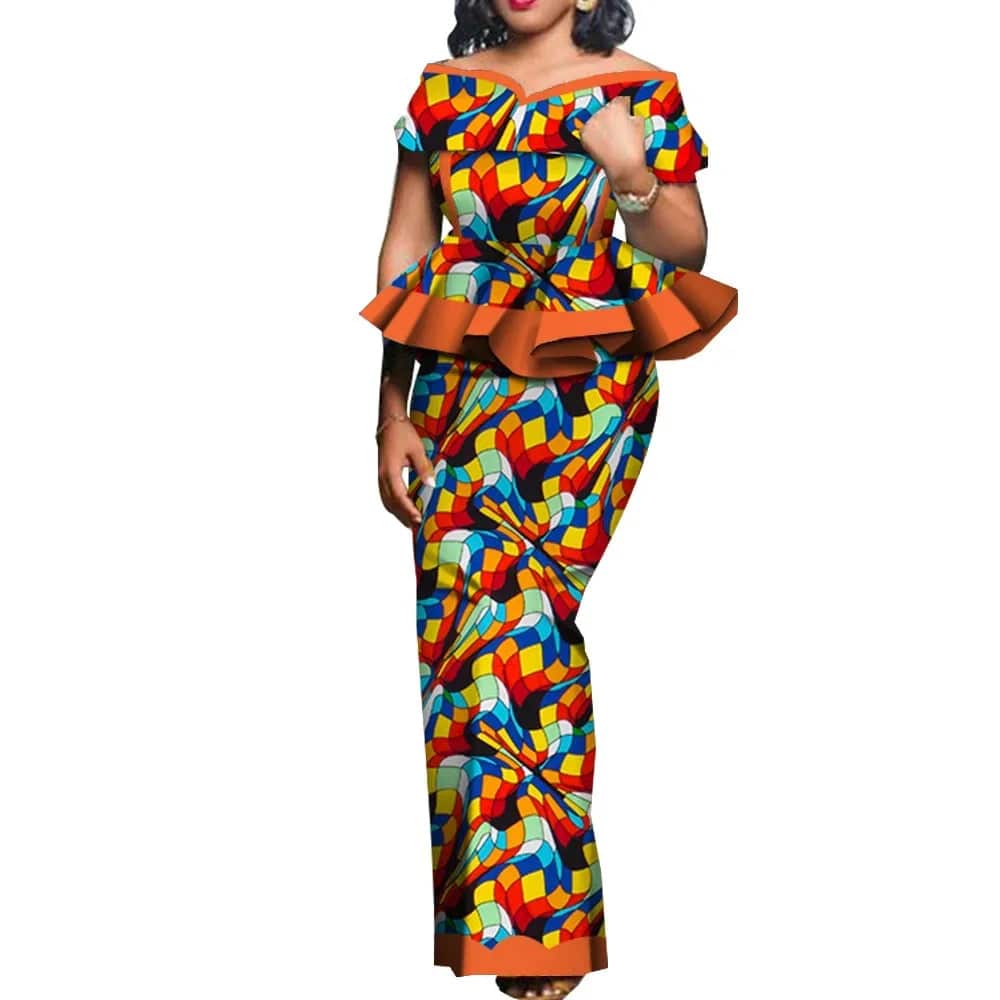 SHOWLU FASHION STORE Party African Dress Women Skirt Sets Traditional  2 Pieces Suits Custom Made Dashiki Tops and Skirts Plus Size Clothing WY5104