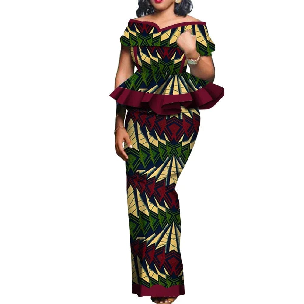 SHOWLU FASHION STORE Party African Dress Women Skirt Sets Traditional  2 Pieces Suits Custom Made Dashiki Tops and Skirts Plus Size Clothing WY5104