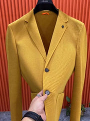 SHOWLU FASHION STORE Party Dress Jackets Men's Suit Business Coat Yellow Male Blazer Vintage Summer Fashion 2024 Elegant Classic Fashionable Menswear