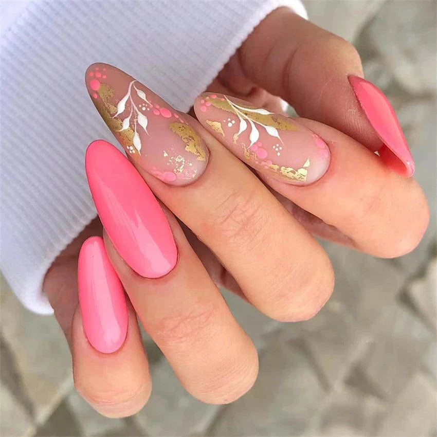 Showlu Pink Matte French Press on Nails with Leopard Coffin Acrylic false nails, 24-piece set featuring square head, acrylic, press-on design.