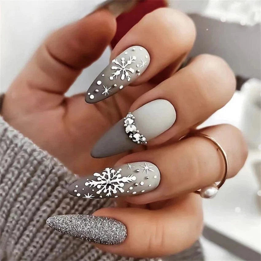 Showlu Pink Matte French Press on Nails with Leopard Coffin Acrylic false nails, 24-piece set, artificial press-on nails.