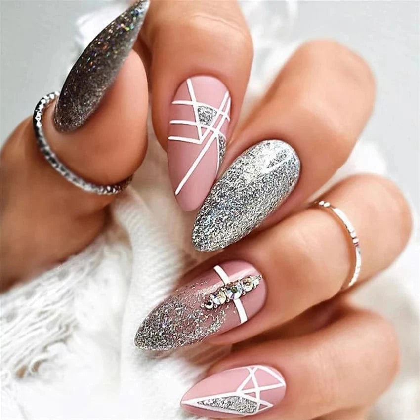 Showlu Pink Matte French Press on Nails with 24-piece leopard coffin acrylic false nails, stylish and artificial press-on nail set.