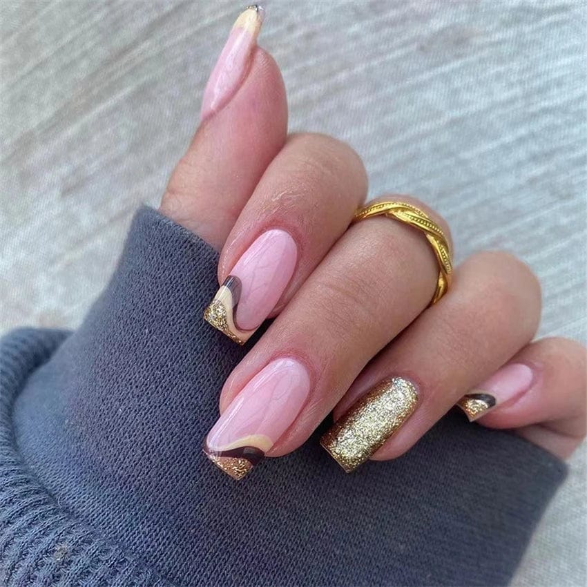 Pink matte French press-on nails with leopard print design, 24-piece coffin-shaped acrylic false nails, stylish and trendy.
