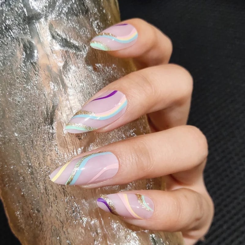 Showlu Pink Matte French Press on Nails with Leopard Coffin Acrylic false nails, 24-piece set, square head, stylish nail art