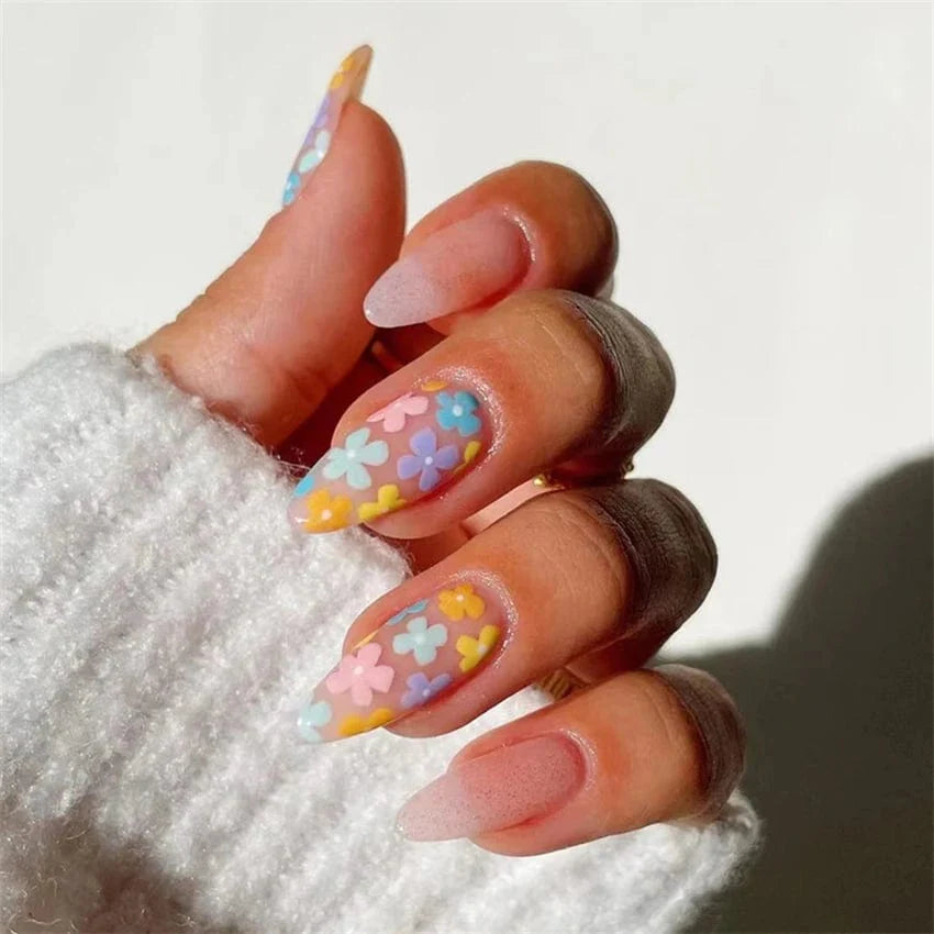 Showlu Pink Matte French Press on Nails with Leopard Coffin Acrylic false nails, 24-piece set, stylish and modern nail art design