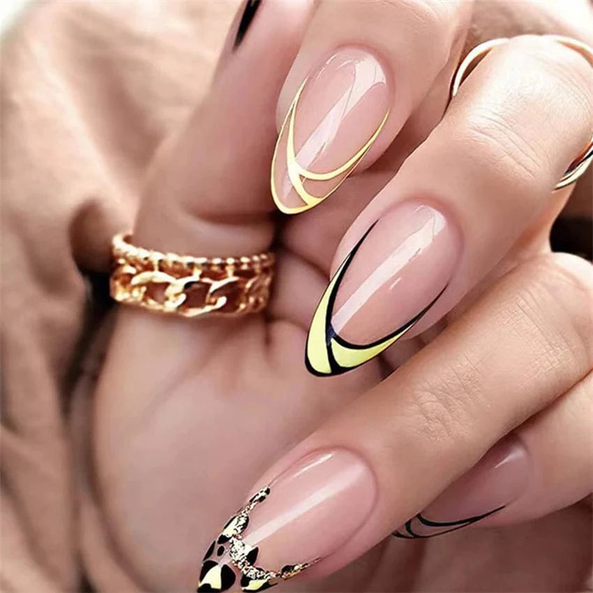 Showlu Pink Matte French Press on Nails with Leopard Coffin Acrylic false nails, 24-piece set, stylish nail art and press-on design.