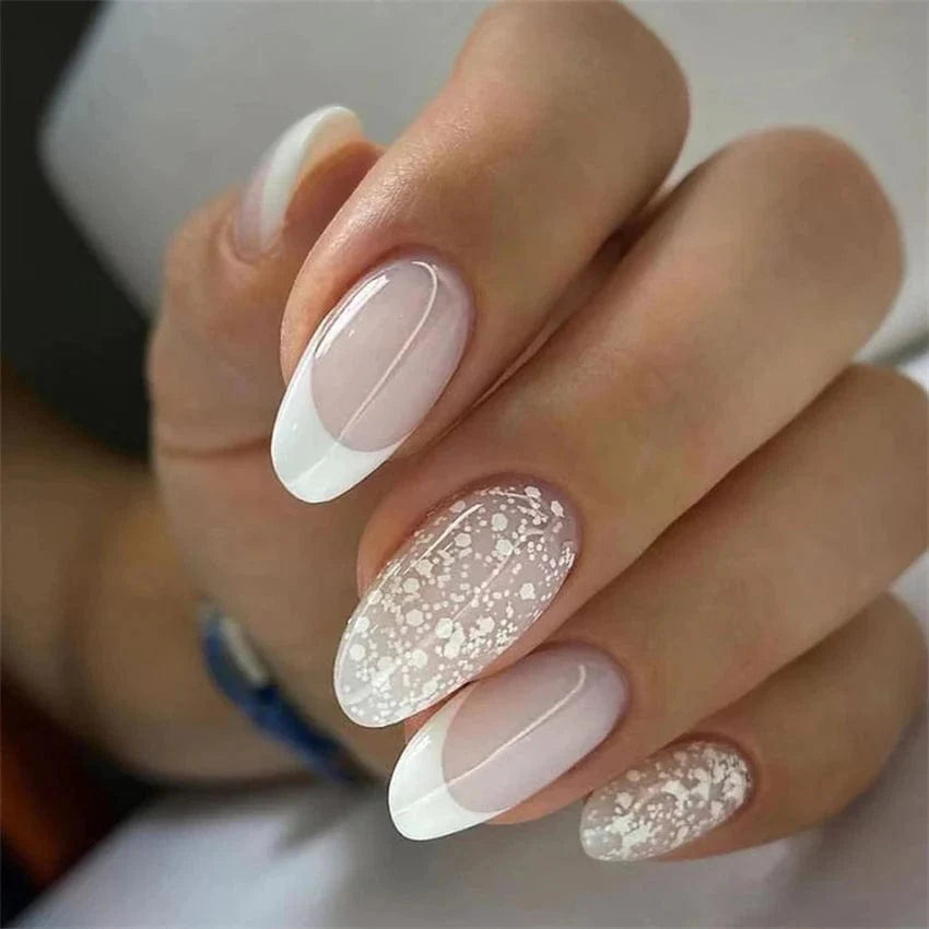 Showlu Pink Matte French Press on Nails with 24Pc Leopard Coffin Acrylic false nails, stylish artificial press-on nails.