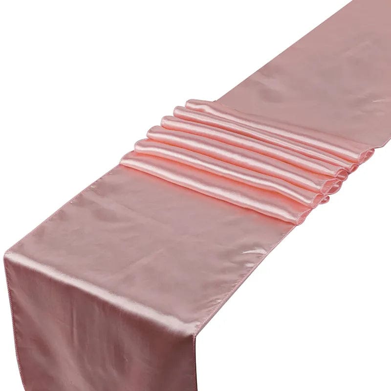 Showlu Fashion Store Peach 10Pcs/Set Satin Table Runner 30cm x 275cm For Wedding Party Event Banquet Home Table Decoration Supply Table Cover Accessories