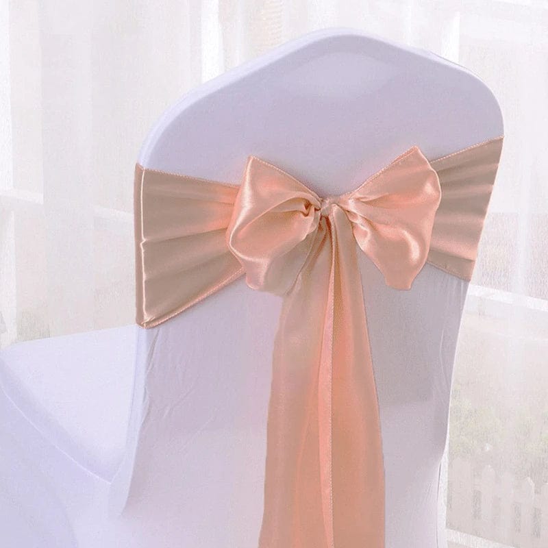  Showlu Fashion Store PEACH / 15x270 cm Satin Chair Sash Wedding Decoration Bow Tie Band Birthday Party Hotel Show Nice Design Shiny Colour