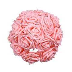 Showlu Fashion Store Peach 24pcs 7cm White Rose Artificial PE Foam Rose Flower Wedding Decoration Bridal Bouquet Scrapbooking Craft Fake Flowers DIY Suppli