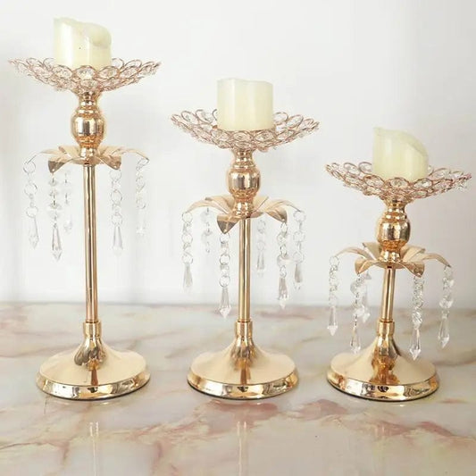  Showlu Fashion Store PEANDIM Gold Crystal Candle Holder Wedding Decoration Table Centerpieces Candelabra Birthday Party Flower Vase Holder Home Decor