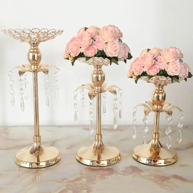  Showlu Fashion Store PEANDIM Gold Crystal Candle Holder Wedding Decoration Table Centerpieces Candelabra Birthday Party Flower Vase Holder Home Decor