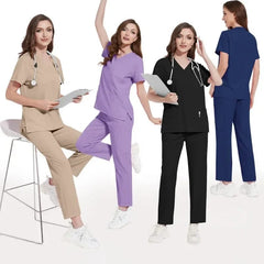 SHOWLU FASHION STORE Pet Grooming Doctor Uniforms Non-sticky Hair Nurse Women Thin and Light Fabric Medical Clothes for Summer Clinical Uniform Woman