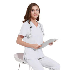 SHOWLU FASHION STORE Pet Grooming Doctor Uniforms Non-sticky Hair Nurse Women Thin and Light Fabric Medical Clothes for Summer Clinical Uniform Woman