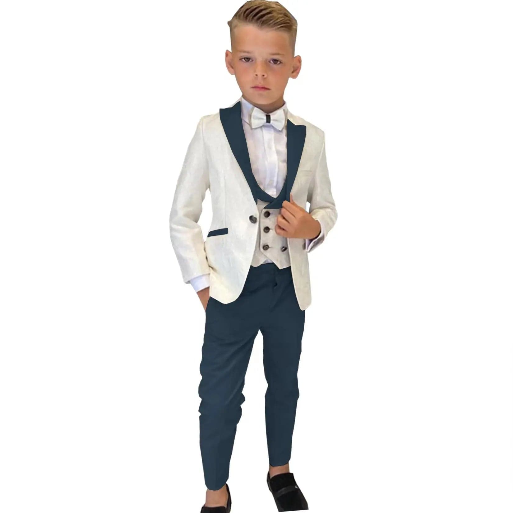 Showlu Fashion Store Picture Color 10 / 16t Boy Suits Costume 3 Pieces Child Ivory Jacquard Jacket Sets Flower Boys Formal Party Suit Kids Wedding Suit Tuxedo