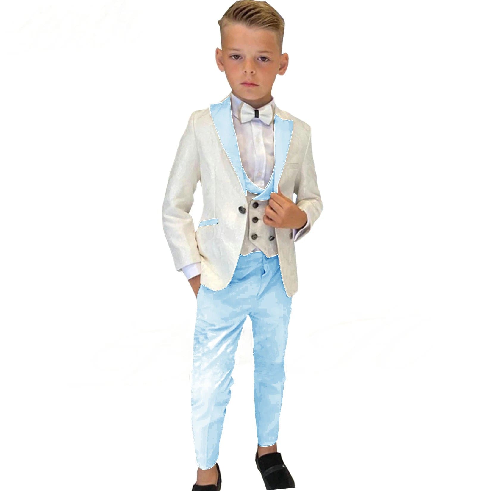 Showlu Fashion Store Picture Color 5 / 16t Boy Suits Costume 3 Pieces Child Ivory Jacquard Jacket Sets Flower Boys Formal Party Suit Kids Wedding Suit Tuxedo