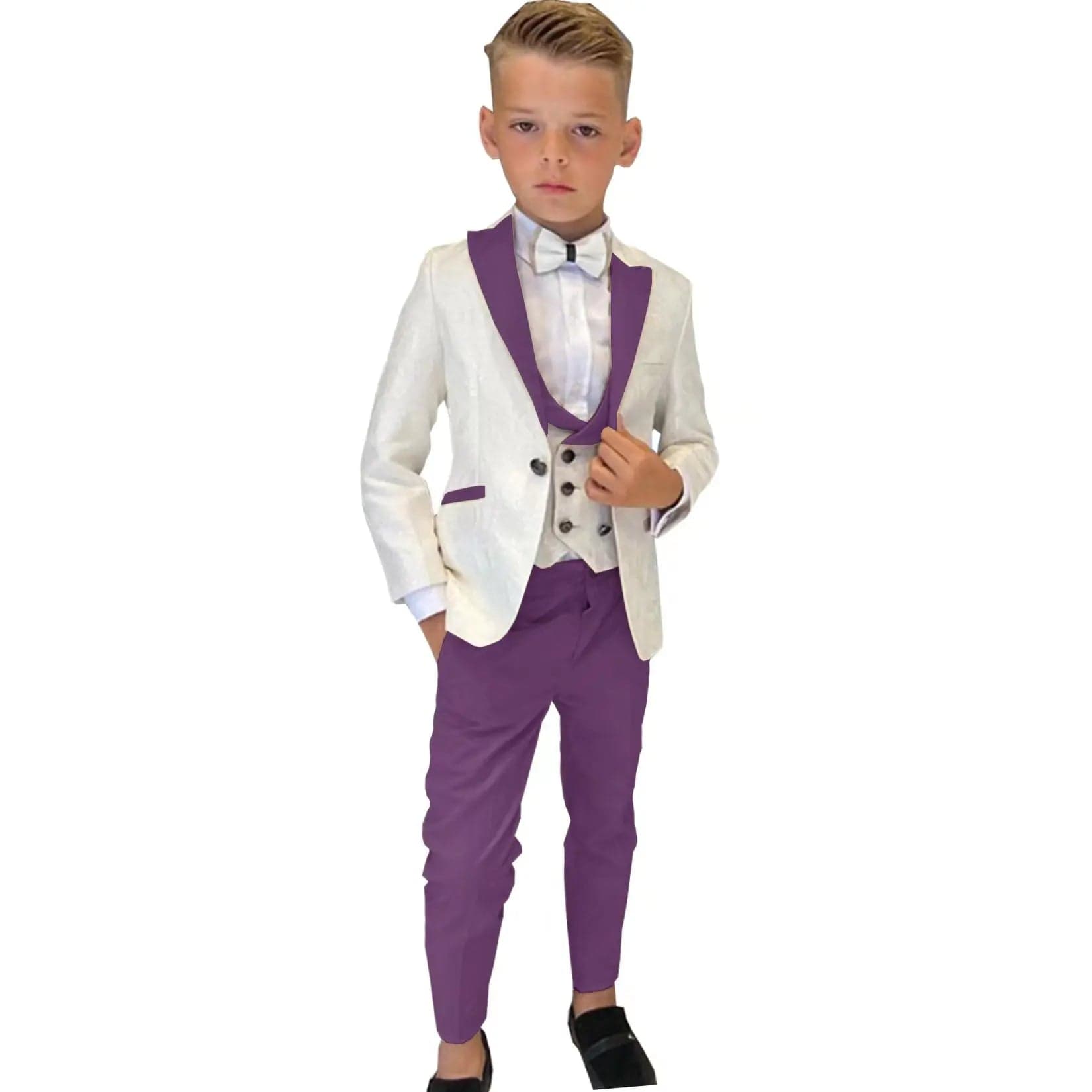 Showlu Fashion Store Picture Color 6 / 16t Boy Suits Costume 3 Pieces Child Ivory Jacquard Jacket Sets Flower Boys Formal Party Suit Kids Wedding Suit Tuxedo