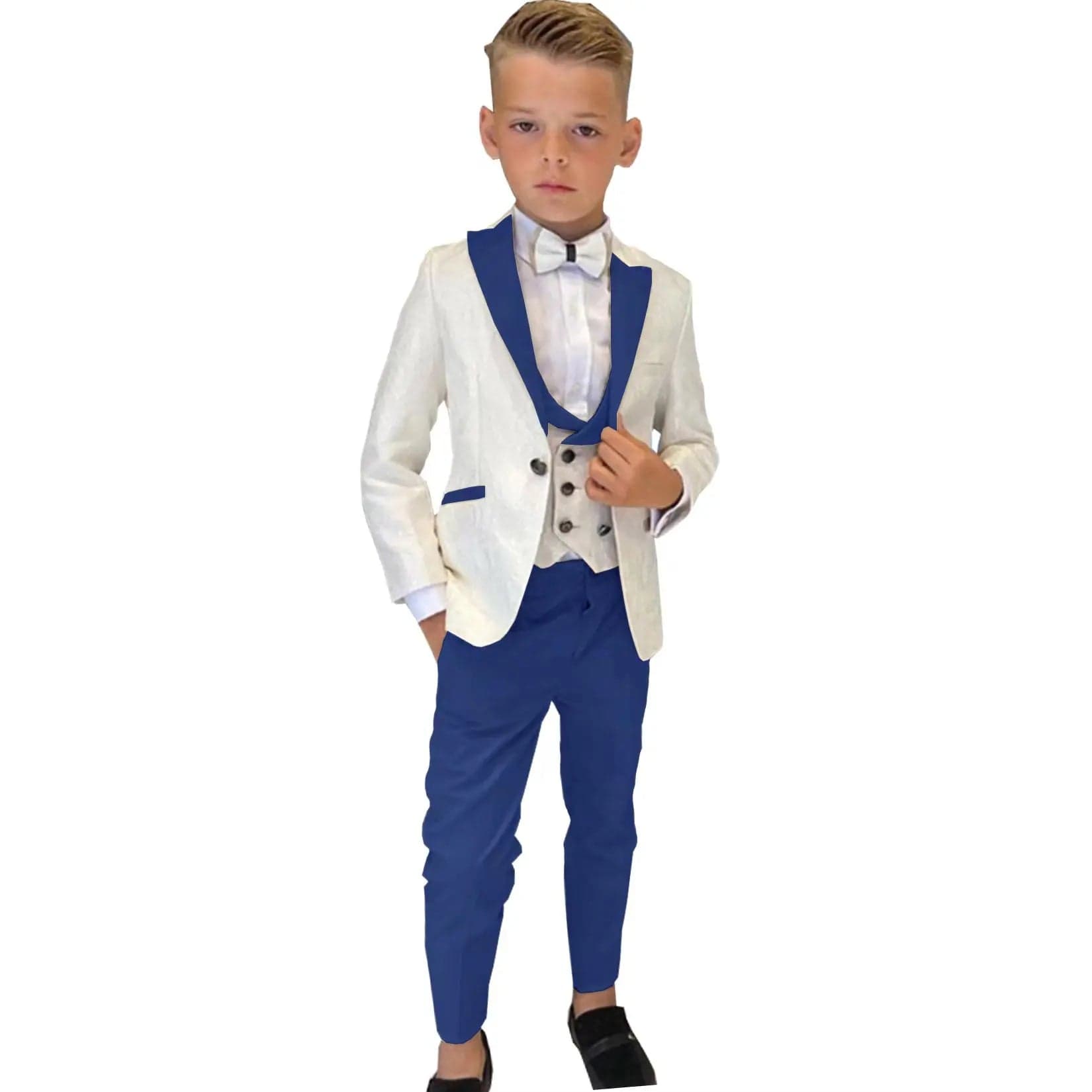 Showlu Fashion Store Picture Color 7 / 16t Boy Suits Costume 3 Pieces Child Ivory Jacquard Jacket Sets Flower Boys Formal Party Suit Kids Wedding Suit Tuxedo