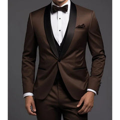 SHOWLU FASHION STORE Picture Color / M Formal Brown Men's Suits Black Shawl Lapel Special Party Outfits Costume Homme Elegant Male CLothing 3 Piece Jacket Pants Vest